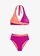 Bikini met halternek en wikkellook (2-dlg. set), Kleur: paars-koraal
