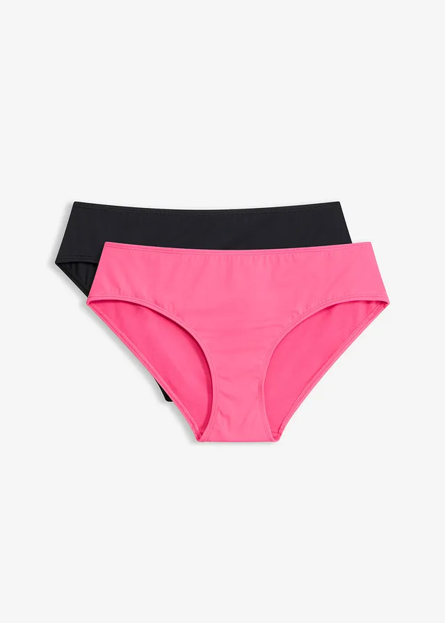 Lot de 2 bas de maillot, Couleur: rose vif + noir