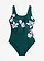 Maillot 1 pièce sculptant, maintien léger, Couleur: vert profond floral