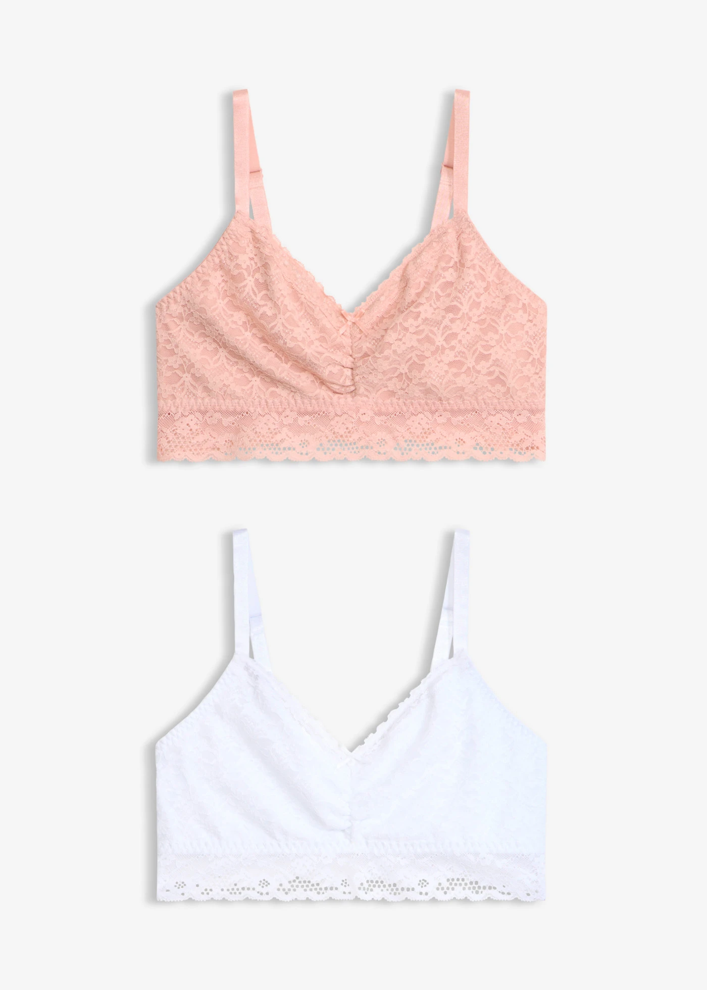 Bustier melltartó puha csipkével (2 db-os csomag) • antik rózsaszín+fehér • bonprix áruház