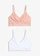 Lot de 2 brassières avec dentelle douce, Couleur: vieux rose + blanc