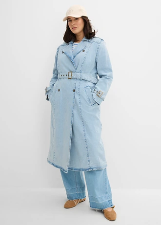 Trench en jean, Couleur: bleu clair denim
