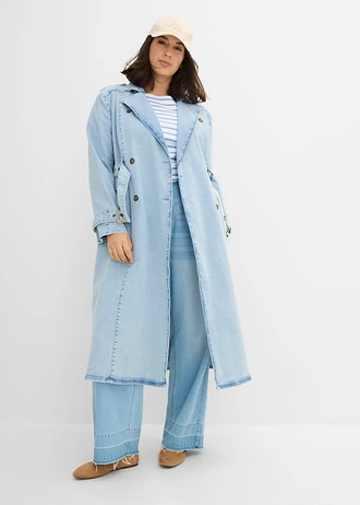 Trench en jean, Couleur: bleu clair denim