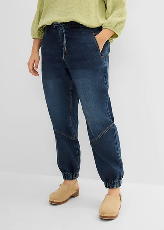 Strečové joggingové džíny, Mid Waist, barva: tmavě modrý denim used