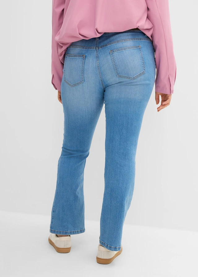 Bootcut stretch jeans, mid waist, Kleur: lichtblauw denim used