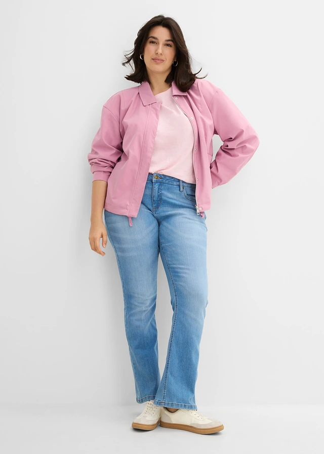 Bootcut stretch jeans, mid waist, Kleur: lichtblauw denim used