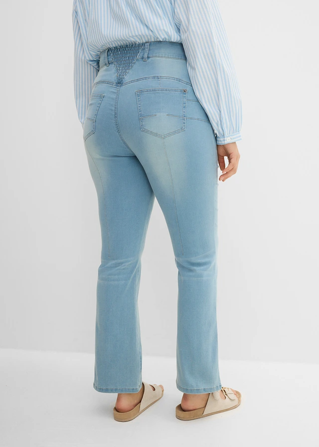 Corrigerende jeans mid waist, bootcut, Kleur: lichtblauw denim used