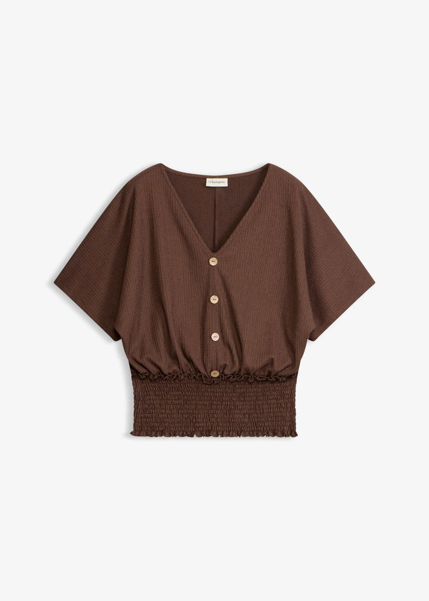 Shirt van gestructureerde crêpe • donkerbruin • bonprix online shop