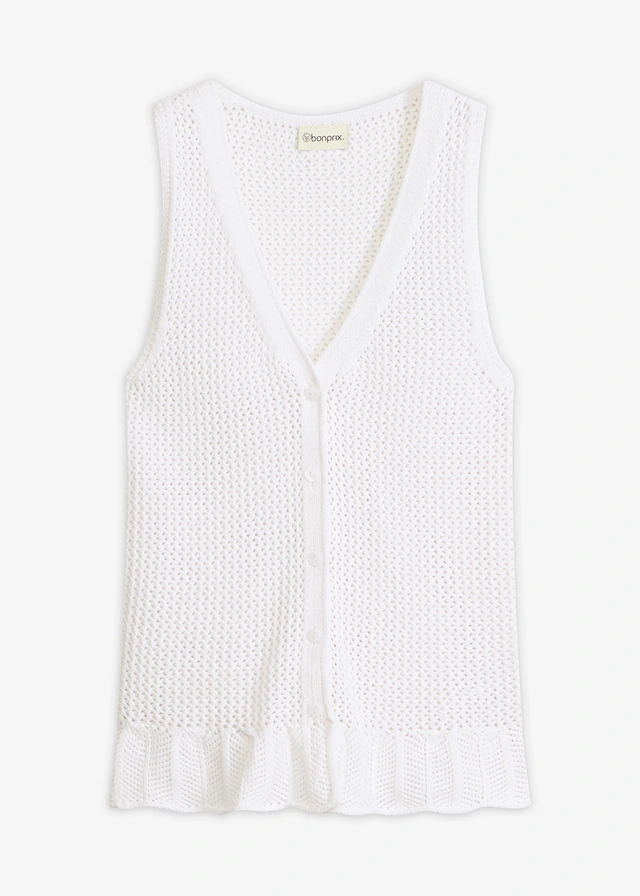 Gebreid vest van katoen • wit • bonprix online shop