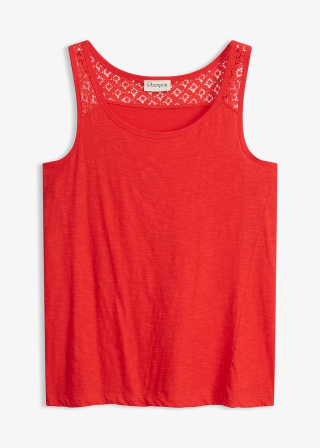 Bawełniany tank top • truskawkowy • sklep bonprix