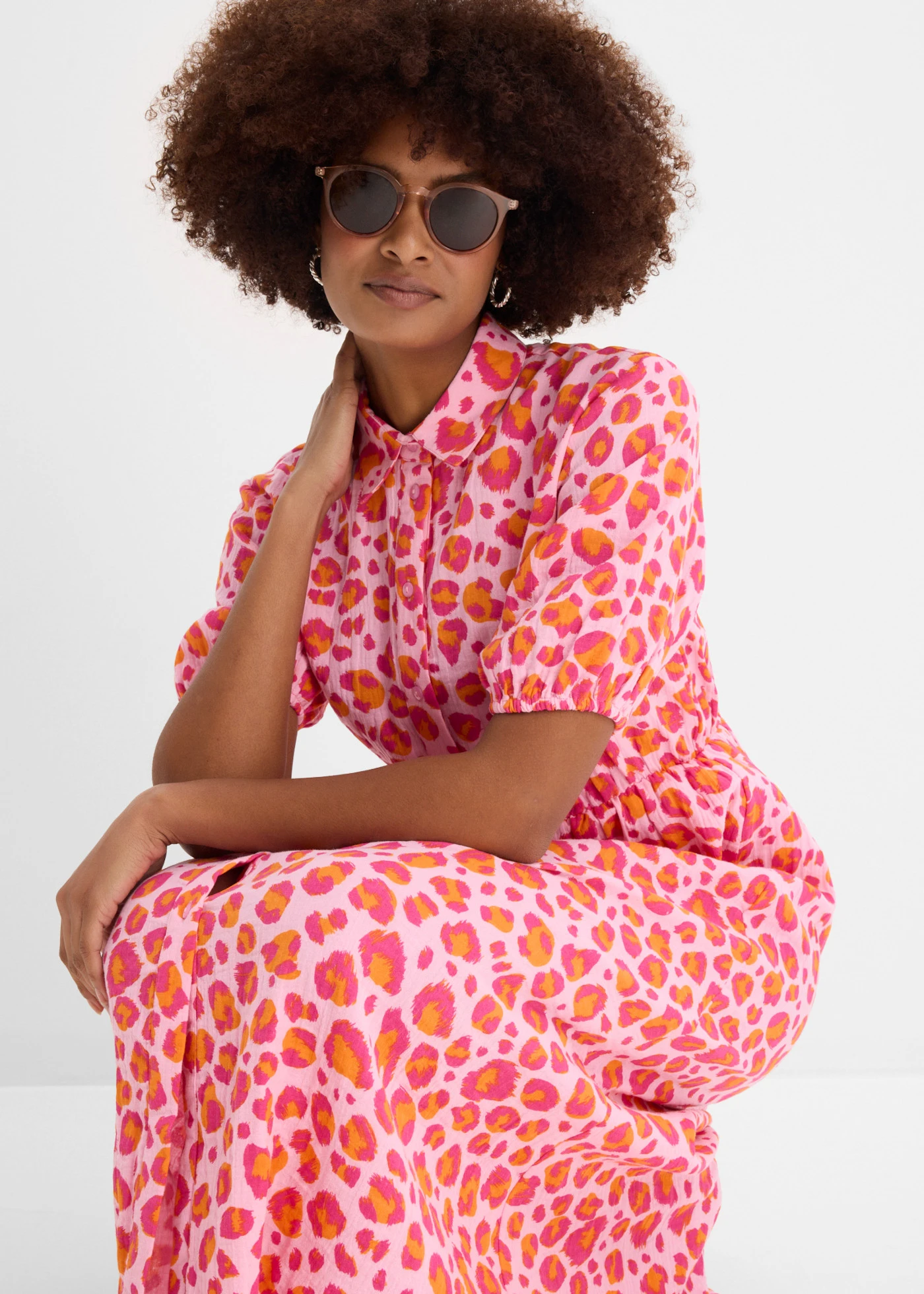 Blousejurk van luchtige mousseline • roze-pink luipaardprint • bonprix online shop