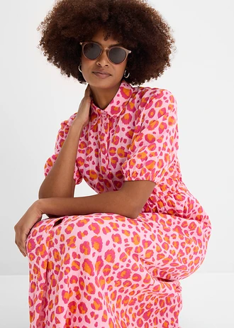 Rochie-bluză din muselină vaporoasă • imprimat leo roz-pink • magazin bonprix