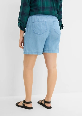 Džínové šortky, Mid Waist, pohodlný pas, barva: světle modrý denim used