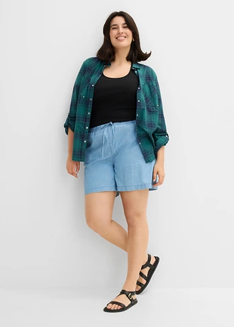 Džínové šortky, Mid Waist, pohodlný pas, barva: světle modrý denim used