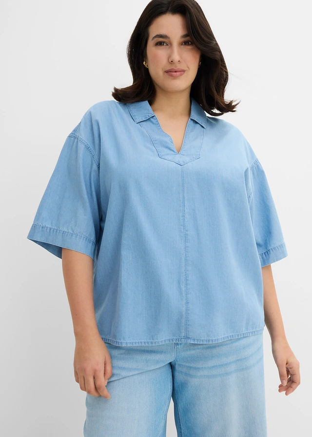 Denim tuniek van biologisch katoen, Kleur: ijsblauw denim used