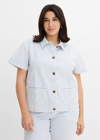 Veste rayée en jean, Couleur: blanc-bleu denim rayé