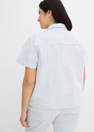 Veste rayée en jean, Couleur: blanc-bleu denim rayé
