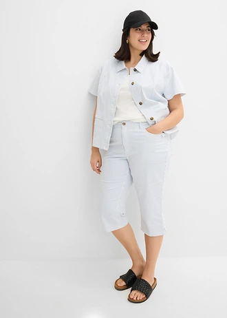 Veste rayée en jean, Couleur: blanc-bleu denim rayé