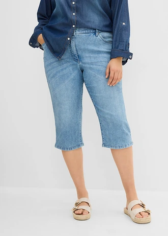 Strečové džíny Straight, Mid Waist, barva: světle modrý denim used