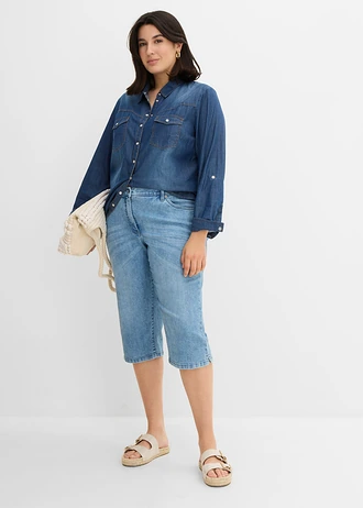 Strečové džíny Straight, Mid Waist, barva: světle modrý denim used