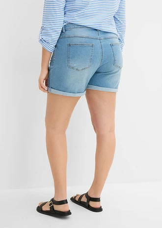 Džínové šortky s obnošenými efekty, Mid Waist, barva: světle modrý denim used