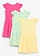 Jersey jurk van biologisch katoen (set van 3), Kleur: lichtmint+lichtgeel+pinklady met print