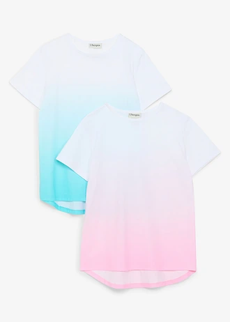 Tricou cu bumbac organic (2 buc/pac.) • roz pal+acvamarin • magazin bonprix