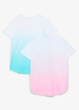 T-shirt z bawełny organicznej (2 szt.) • jasnoróżowy+morski • sklep bonprix