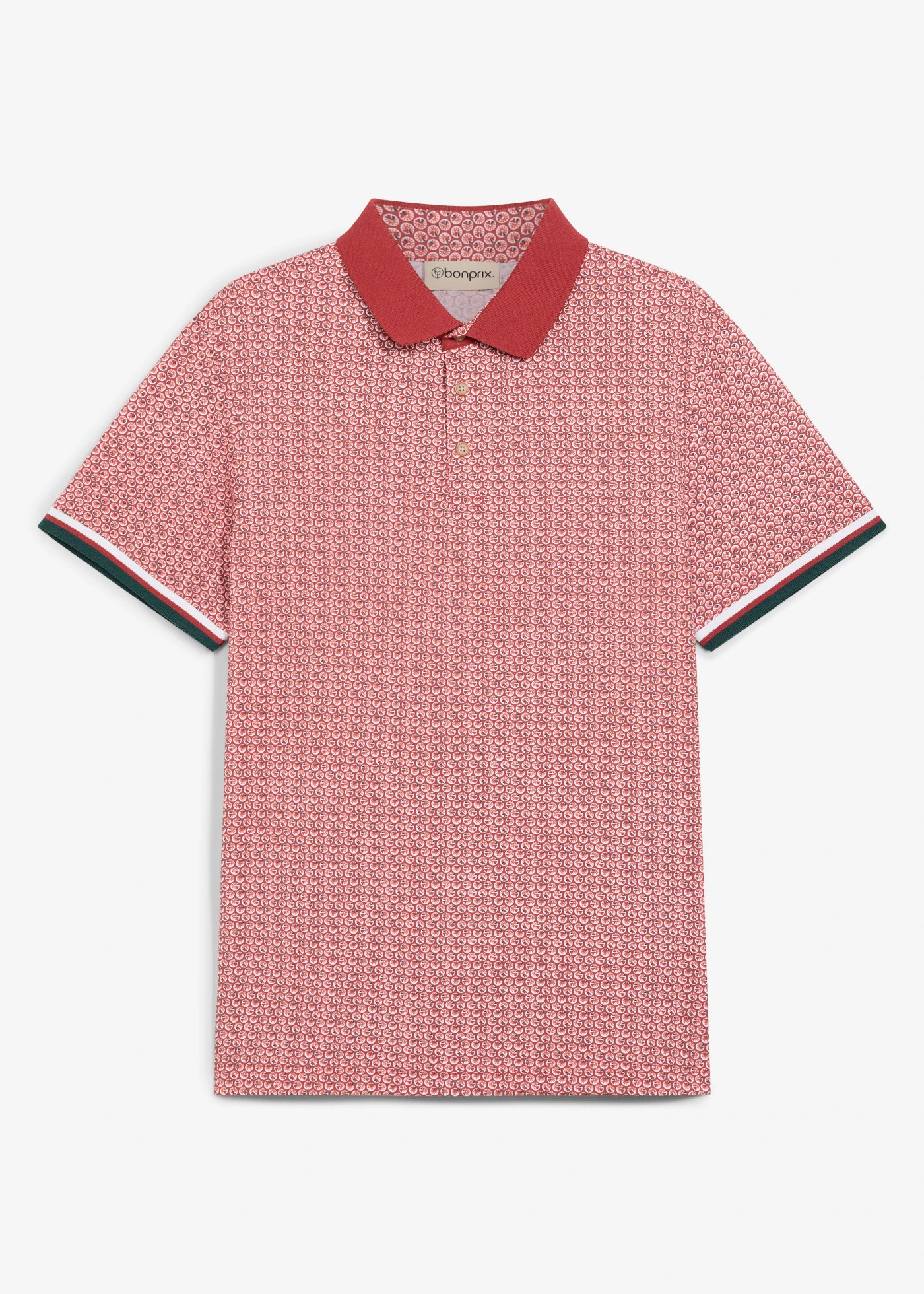 Polo en jersey 100% coton • rouge désert graphique • Boutique bonprix