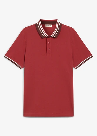 Pólo tričko z piké, z čisté organické bavlny, barva: zlatoolivovo-tmavě olivovo-přírodní bílá