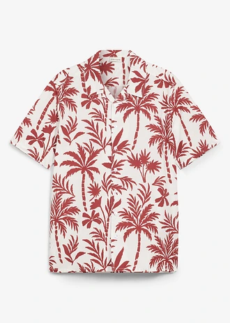 Koszula z krótkim rękawem z czystej bawełny organicznej • kremowo-czerwony pustynny z nadrukiem • sklep bonprix