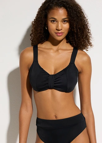 Haut de maillot à armatures, séchage rapide et bretelles rembourrées, Couleur: noir