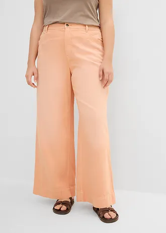 Wide leg jeans, high waist, Kleur: papaya used