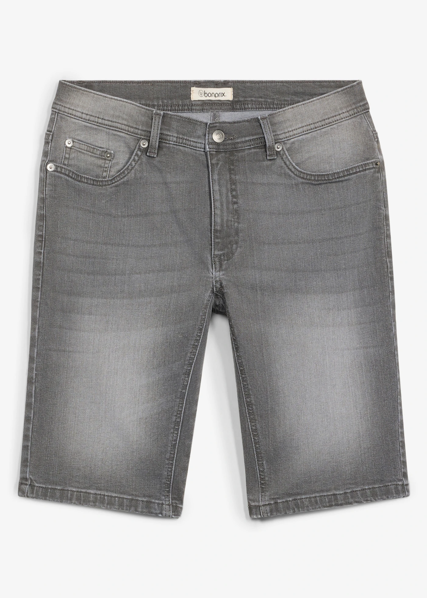 Strečové džínsové bermudy, zosilnené v rozkroku, Regular Fit • sivá denim • obchod bonprix