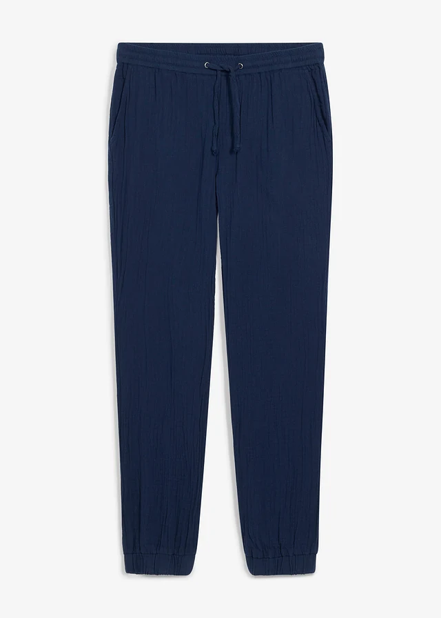 Pantalon jogger regular en gaze de coton, fuselé