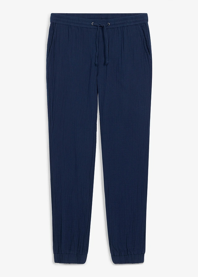 Voľné nohavice, mušelínové, Regular Fit, Tapered • atramentovo modrá • obchod bonprix