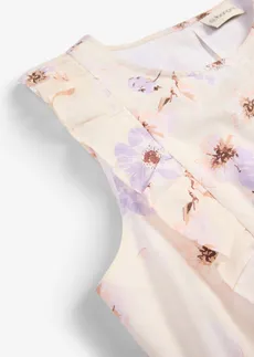 Robe longue 100% coton • beige naturel-mauve tendre floral • Boutique bonprix