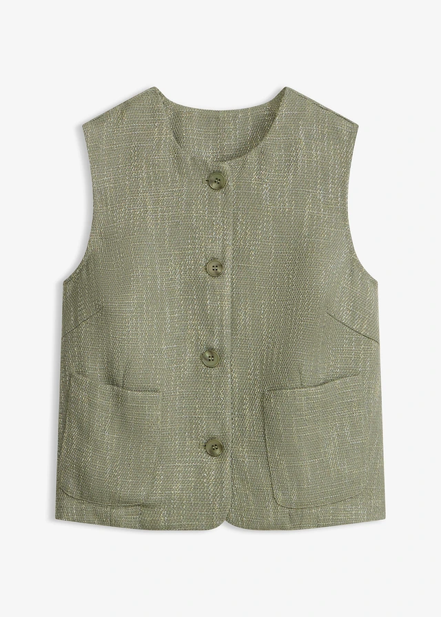 Gilet sans manches à col rond • olive foncé • Boutique bonprix