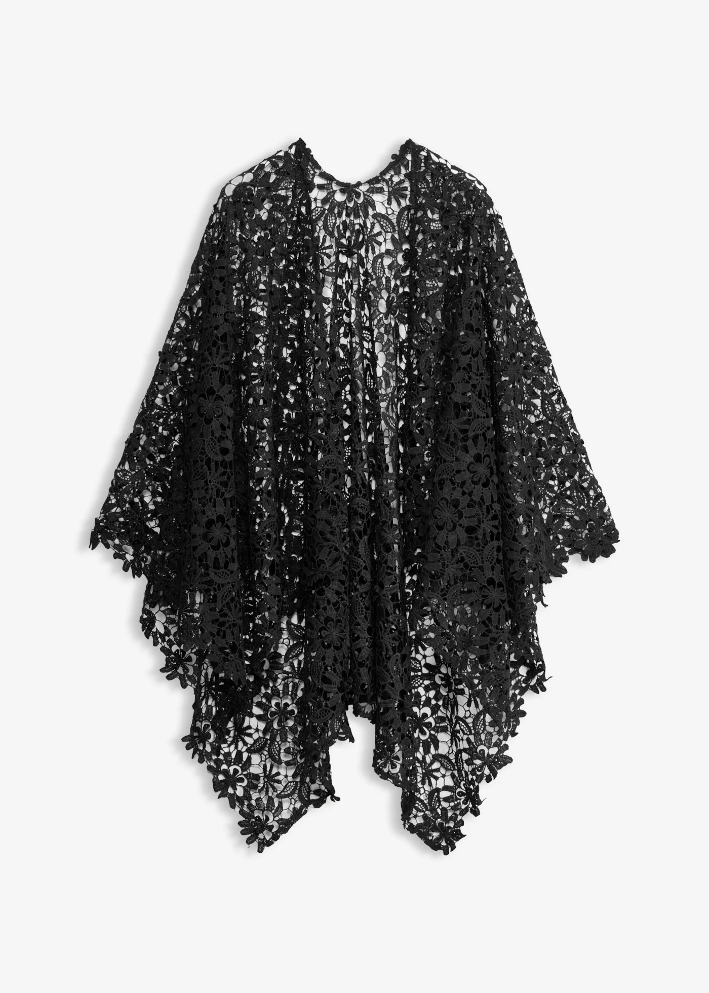 Poncho din dantelă croșetată • negru • magazin bonprix