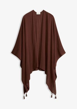 Zomerponcho van viscose, Kleur: bruin