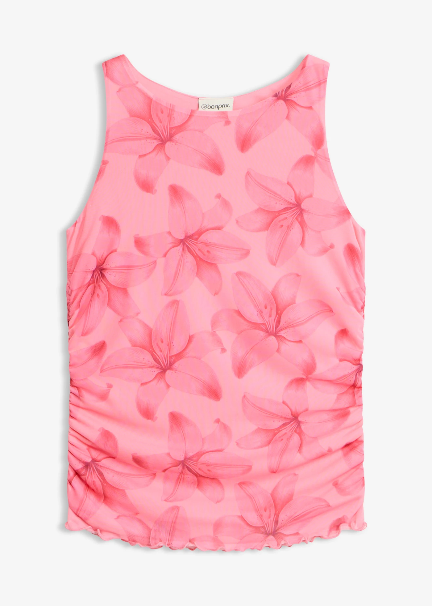 Top din jerse din mesh moale • roz pal floral • magazin bonprix