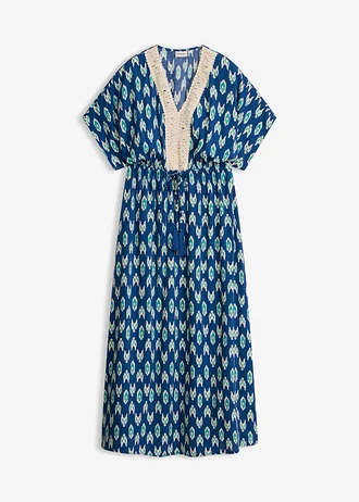 Maxi jurk van soepele viscose • blauw met print • bonprix online shop