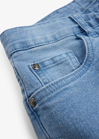 Capri jeans mid waist met verstelbare tailleband, Kleur: lichtblauw denim