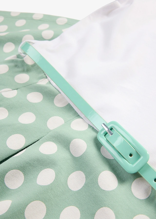 Meisjes jurk met biologisch katoen, Kleur: pastelgroen/wit gestippeld