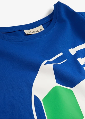 T-shirt z napisem Italian Soccer Team z czystej bawełny organicznej • kobaltowy z nadrukiem • sklep bonprix