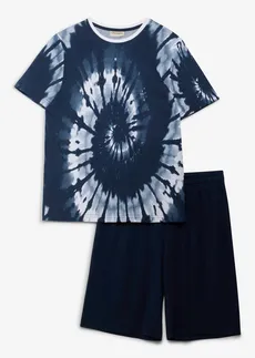 T-shirt et bermuda en jersey 100% coton (ens. 2 pces) • bleu foncé-bleu jean imprimé • Boutique bonprix