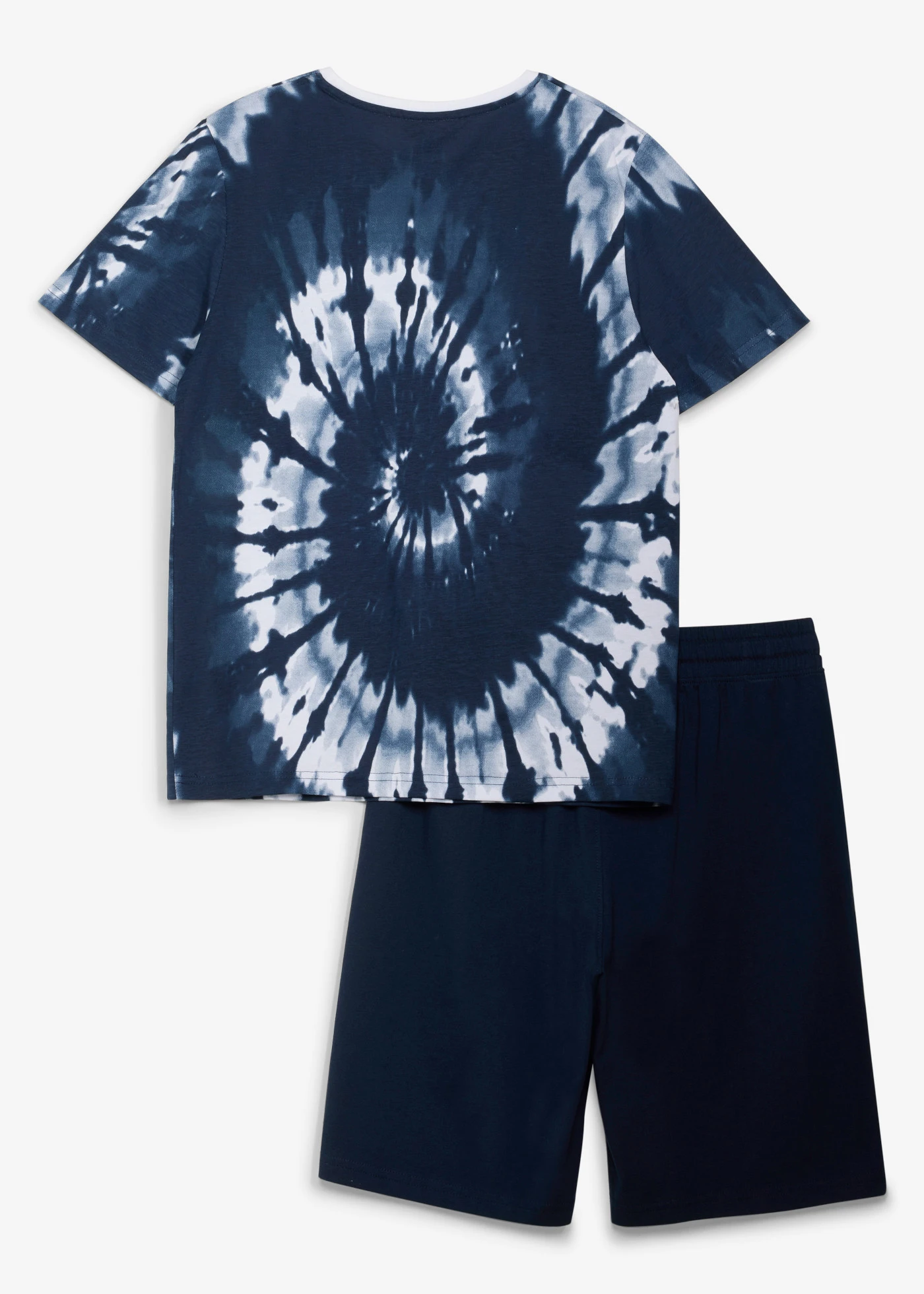 T-shirt + bermudy z dżerseju z czystej bawełny organicznej (komplet 2-cz.) • ciemnoniebiesko-niebieski dżins z nadrukiem • sklep bonprix