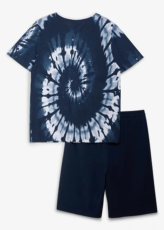 Tricou și bermude de jerse din bumbac organic 100% (set/2 buc.) • bleumarin-albastru denim cu imprimeu • magazin bonprix