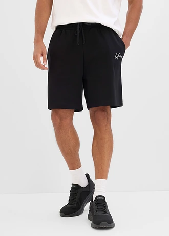 Pantaloni scurți din jerse gros din bumbac organic (set de 2 perechi) • negru+gri-antracit melanj • magazin bonprix