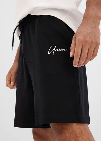 Pantaloni scurți din jerse gros din bumbac organic (set de 2 perechi) • negru+gri-antracit melanj • magazin bonprix